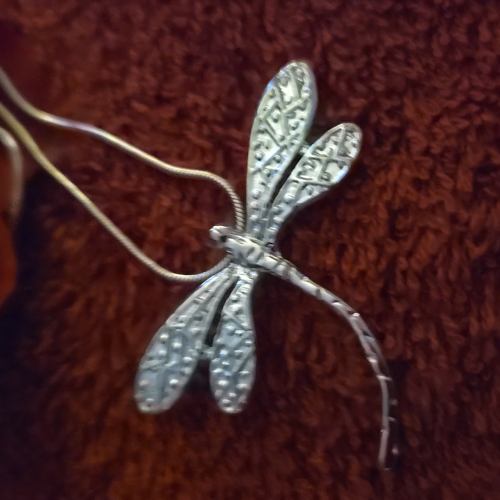 Silver Dragonfly Pendant Necklace
